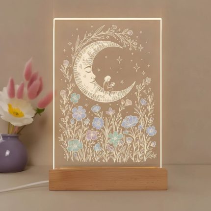 Custom Photo Acrylic Night Light – Wooden Base