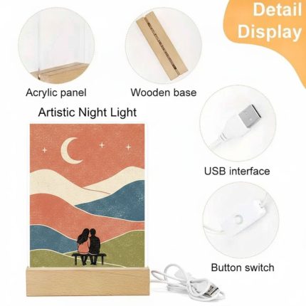 Custom Photo Acrylic Night Light – Wooden Base – photo 2