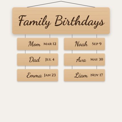 Personalized Family Birthday Sign with Hanging Name Tags