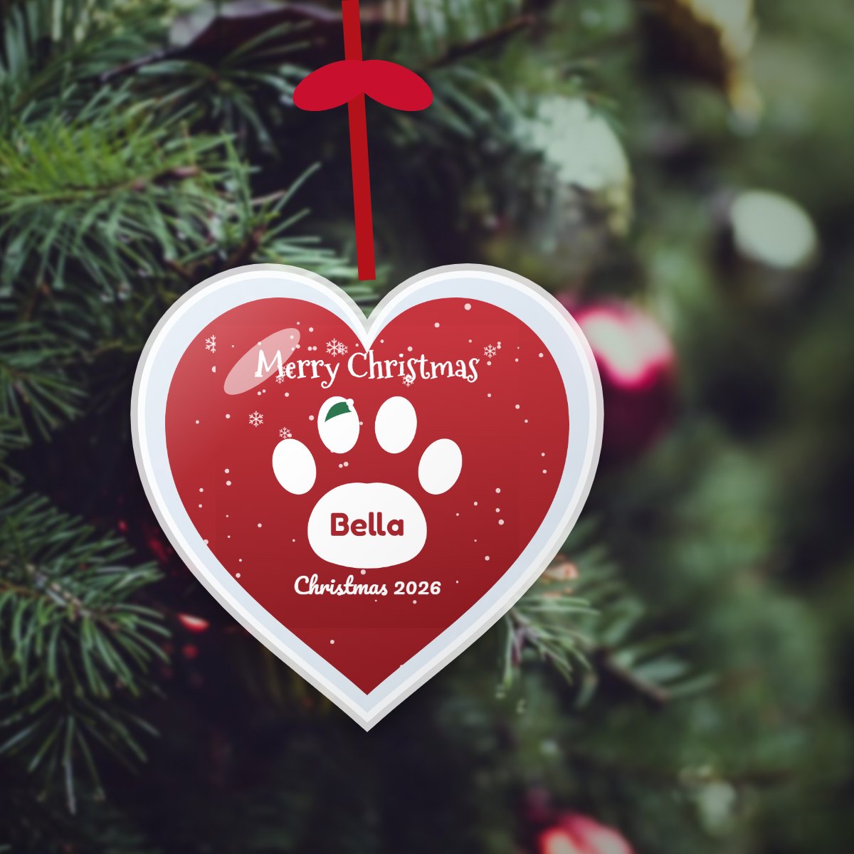 Personalized pet paw Christmas ornament