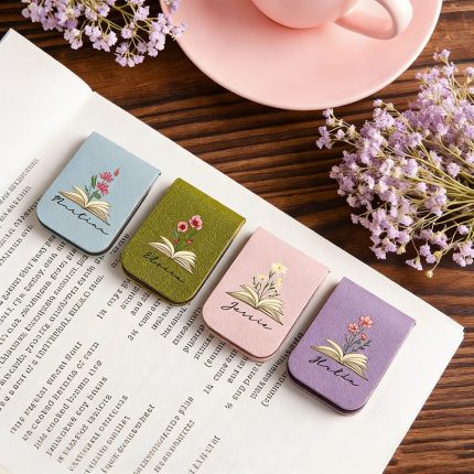 Personalized Birth Flower Leather Bookmark