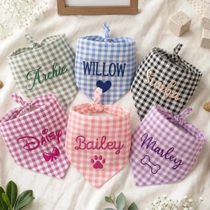 Personalized Gingham Pet Bandana