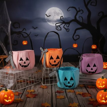 Personalized Jack-o'-Lantern Treat Bucket with Bow