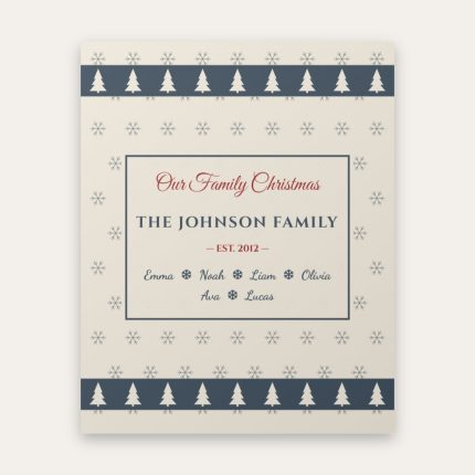 Personalized Nordic Snowflake Family Christmas Blanket