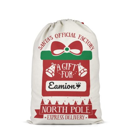 Personalized "North Pole" Linen-Look Santa Sack