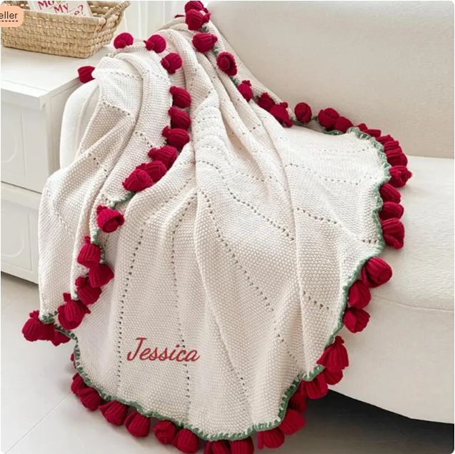 personalized-rose-pom-pom-blanket-1