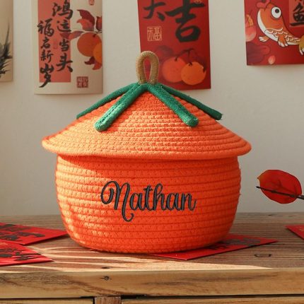 Personalized Woven Persimmon Basket