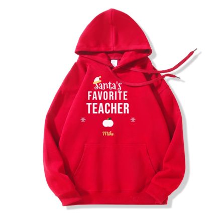 Santa's Favorite Teacher Christmas Sweatshirt, Hoodie or Tee – photo 2